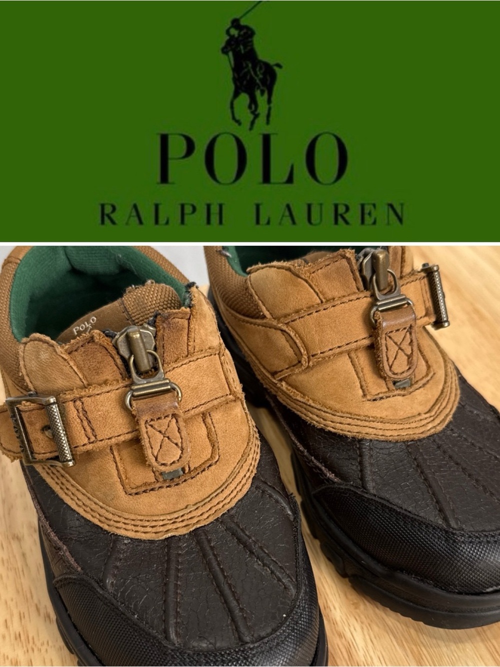 Polo Ralph Lauren Chocolate/Tan Hiking Duck Snow Boots Size 12 Kids